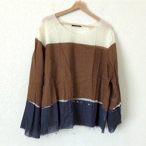 The Row Bateau Neckline Colorblock Blouse